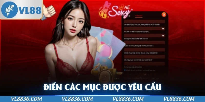 Điền các mục được yêu cầu